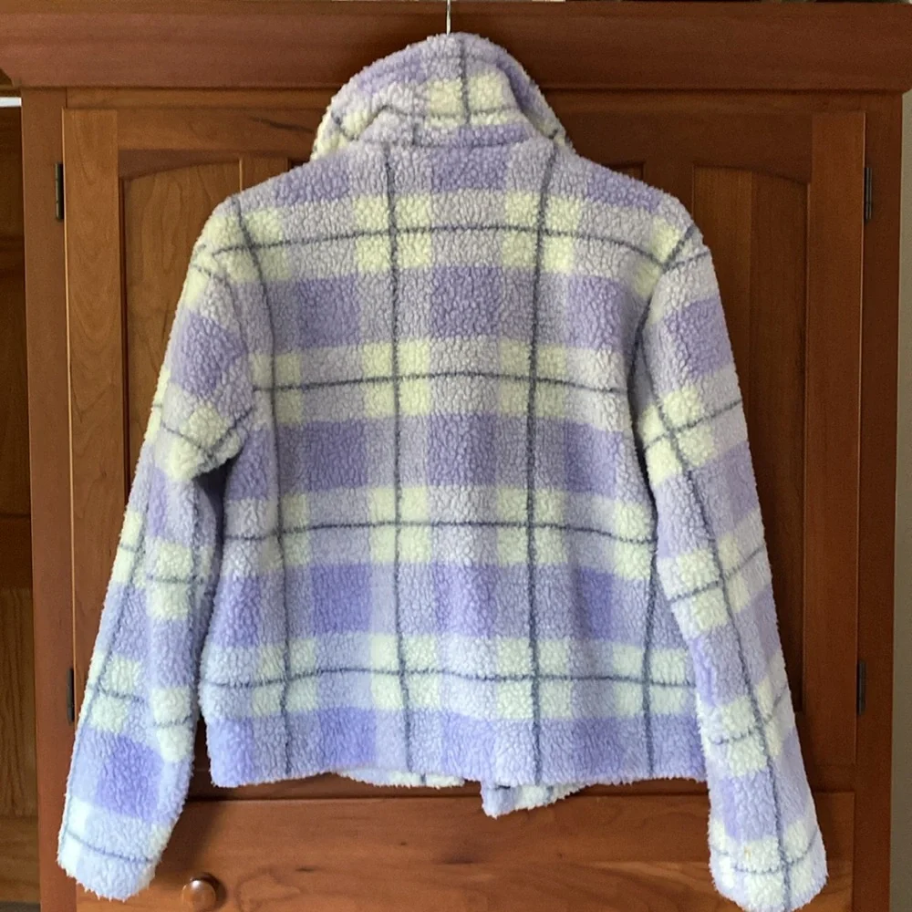 7 For All Mankind Lavender Plaid Teddy Jacket - Picture 8 of 8
